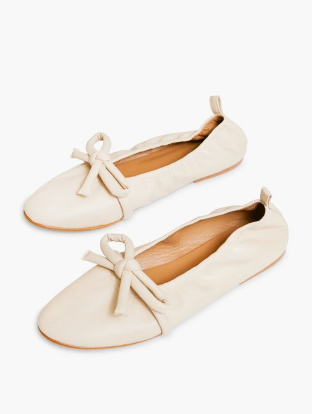 EUC Flattered Polly Leather Ballet Flats in Cream